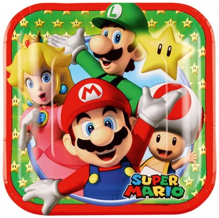 Super Mario Mushroom World Papierteller 8 Stk. 18 cm