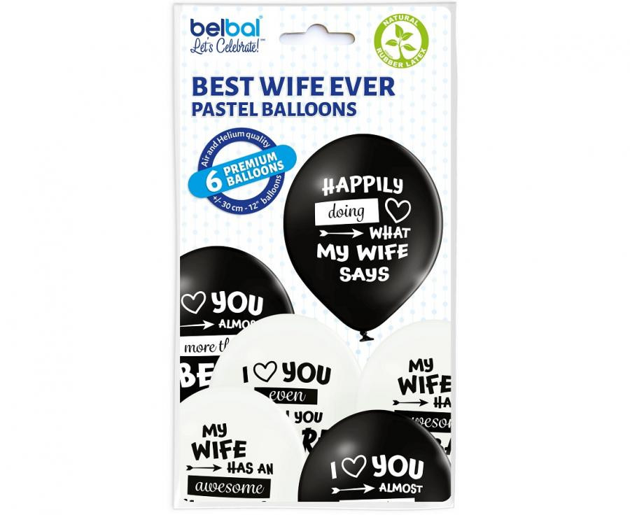 Hochzeit Beste Ehefrau aller Zeiten, Ballon, 6er Set, 12 Zoll (30 cm)