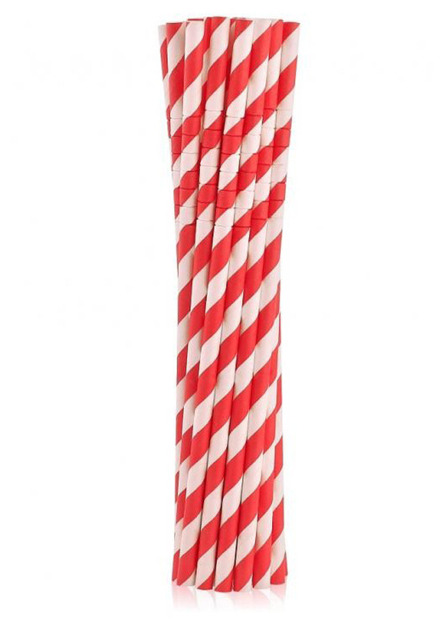 Farbe Red Stripes Rote Flexible Papierstrohhalm 12er Pack