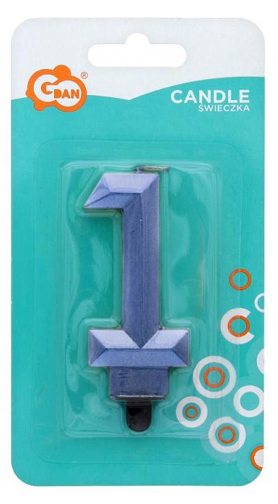 Nummer Diamond Metallic Blaue Nummer 1 Kerze, Kuchenkerze