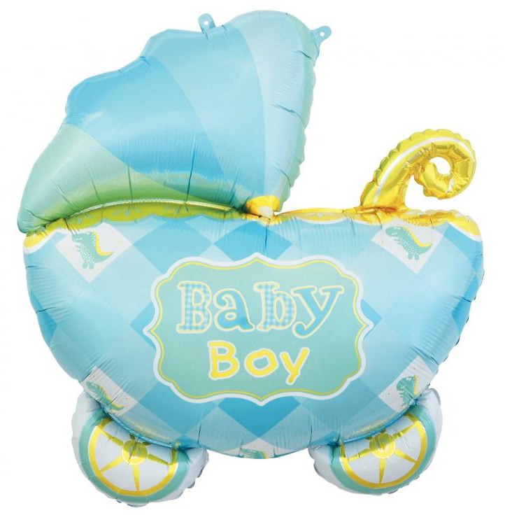 Baby Carriage Blue Blauer Babywagen-Folienballon 60 cm