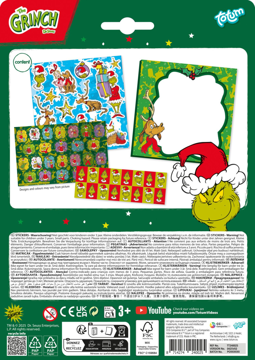 Der Grinch Dr Seuss Aufkleberset