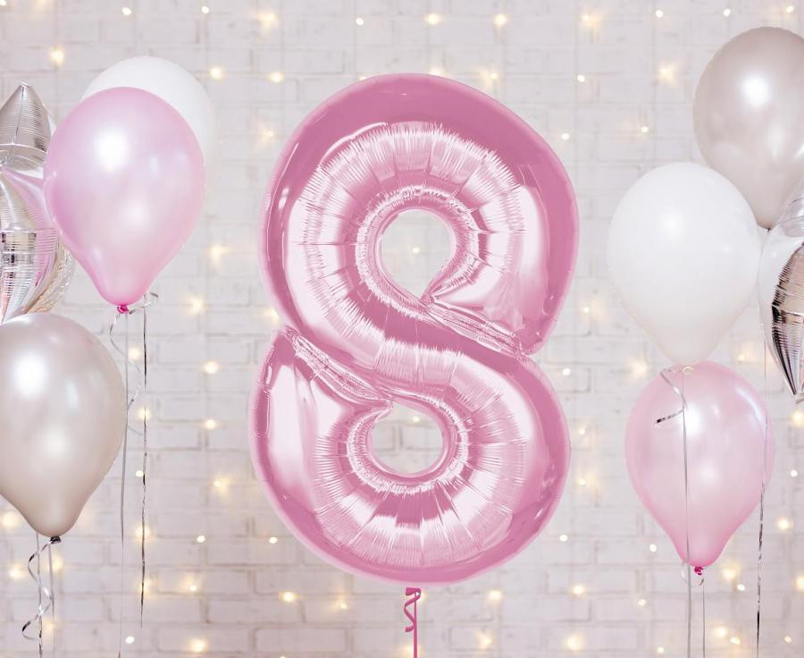 Nummer Light Pink Hellrosa Nummer 8 Folienballon 92 cm