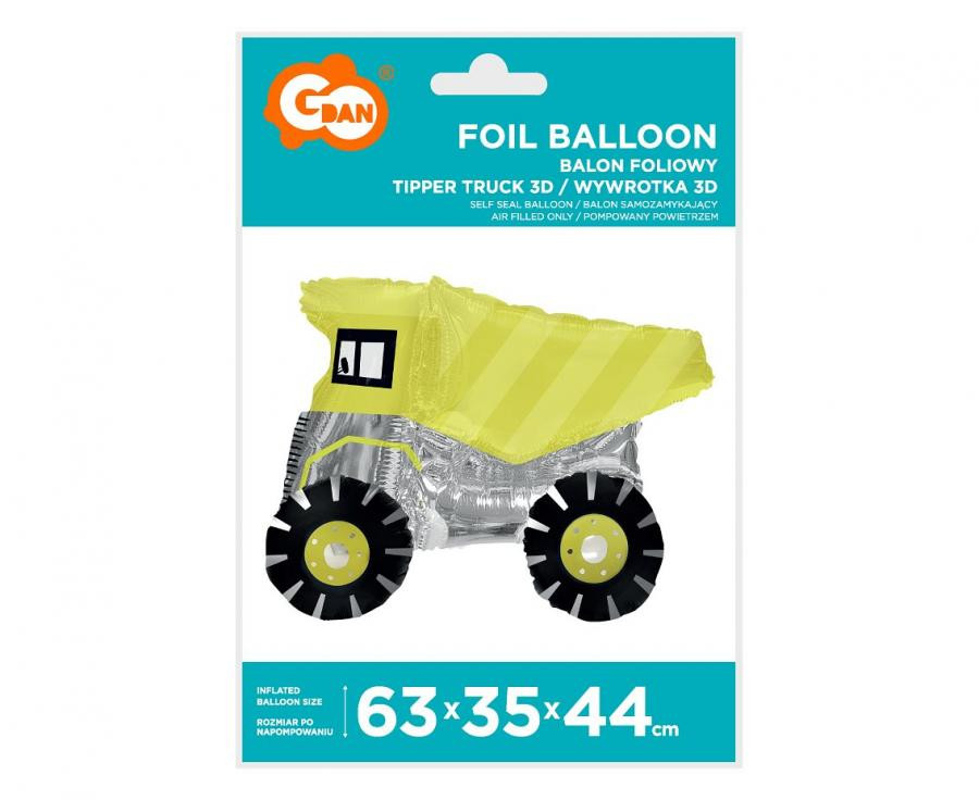 Fahrzeug Trolley 3D Kipper Folienballon 72 cm