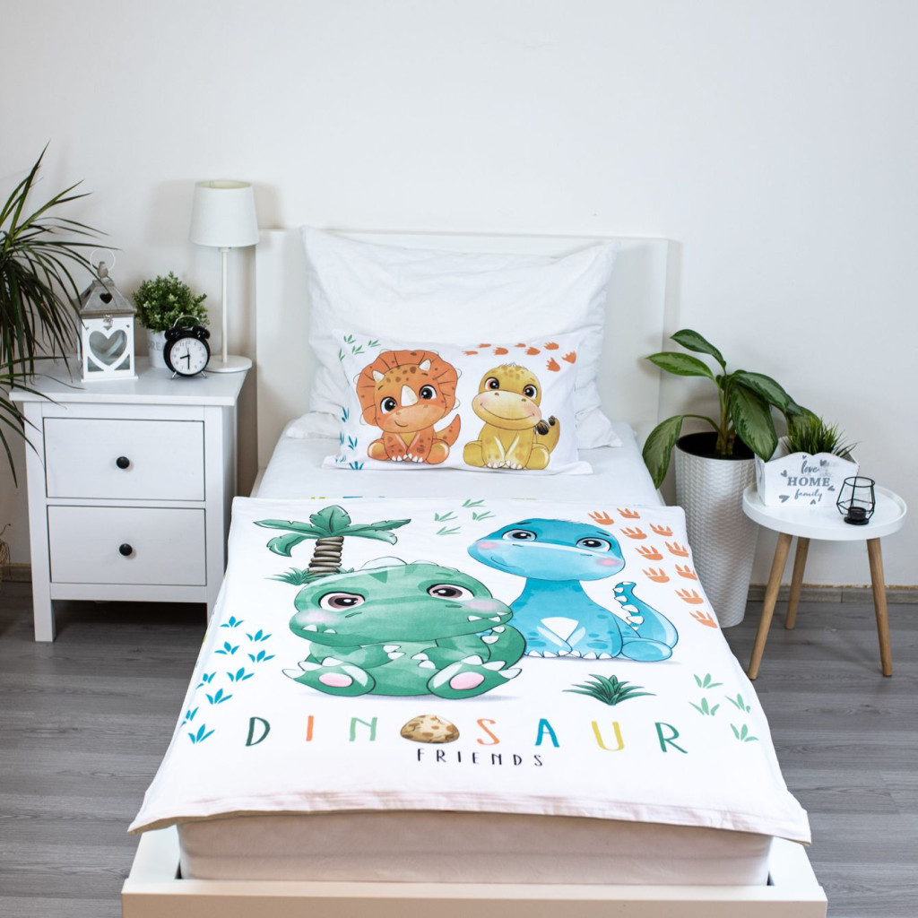 Dinosaurier Friends Kinderbettwäsche 100×135cm, 40×60 cm
