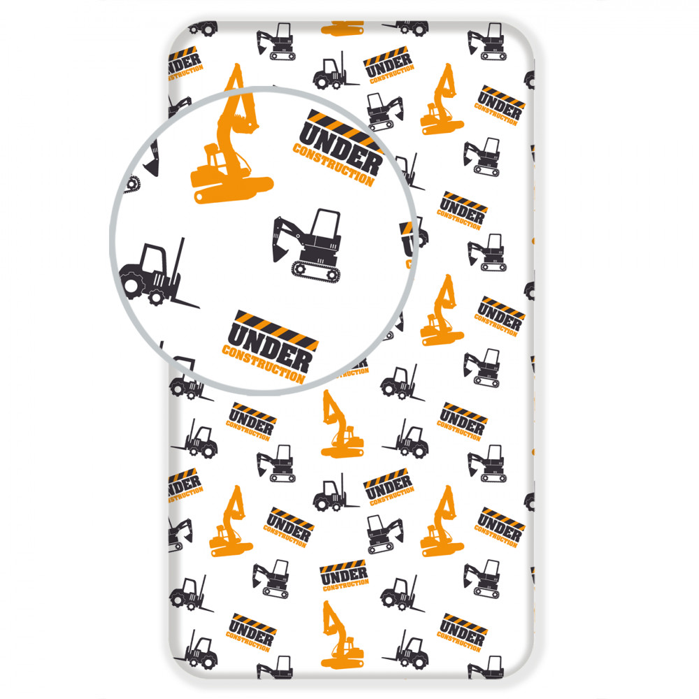 Baustelle Construction, Spannbetttuch 90x200 cm