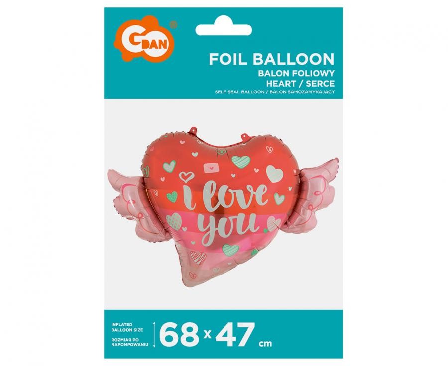 Liebe I love You Wings Folienballon 68 cm