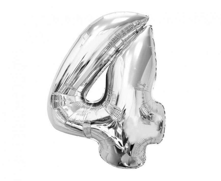 Nummer Silver Silberne Nummer 4 Folienballon 92 cm