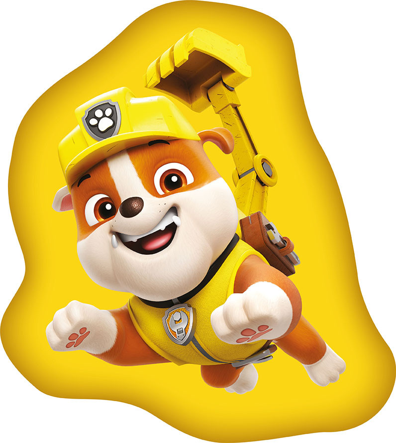 Paw Patrol Rubble Yellow Formkissen, Dekokissen 38x32 cm Velours