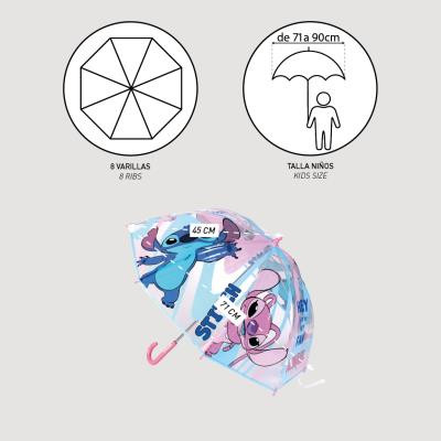 Disney Lilo und Stitch Angel Kinder transparenter Regenschirm Ø71 cm