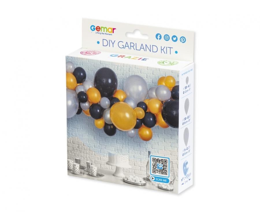 Baby Silver-Gold-Black Bunte Luftballons, Luftballon Girlande Set 65 Stk
