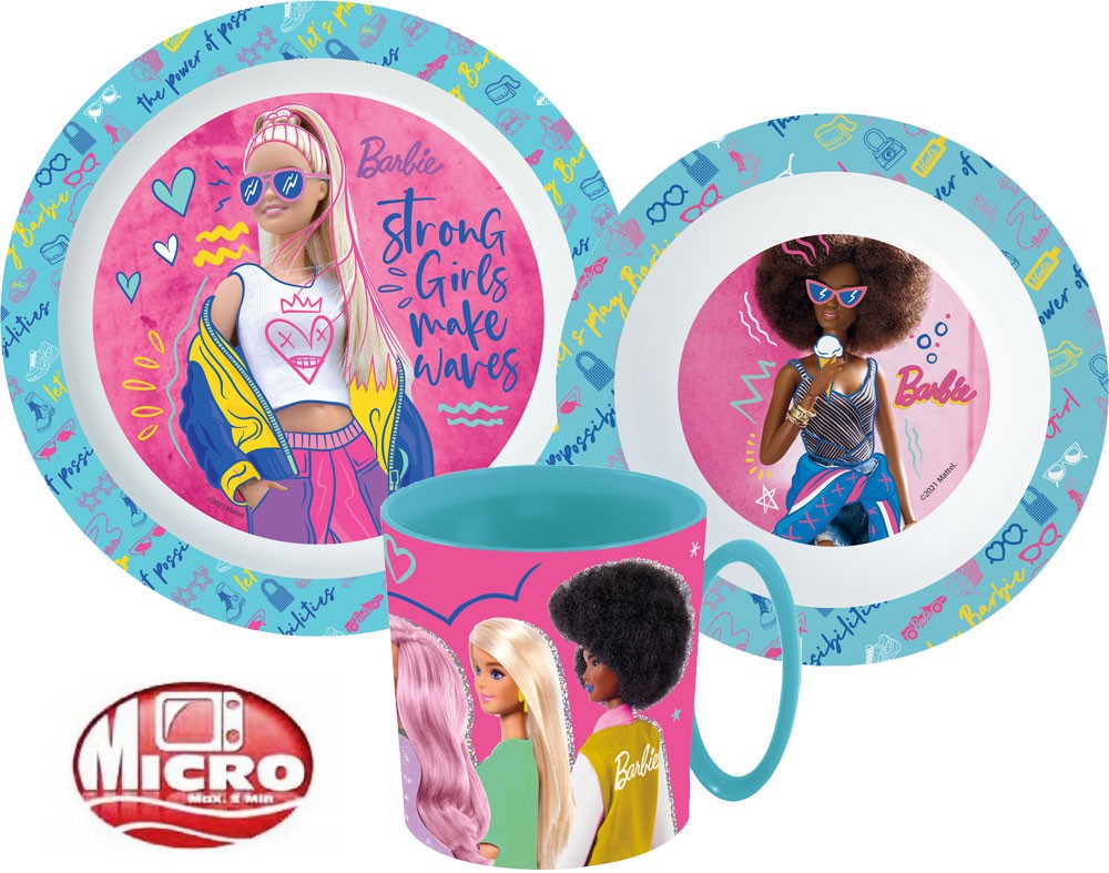 Barbie Geschirrset, Mikrokunststoff-Set mit Tasse 350 ml