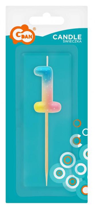 Nummer Pastel Ombre Bunte Zahl 1 Kerze, Geburtstagskerze