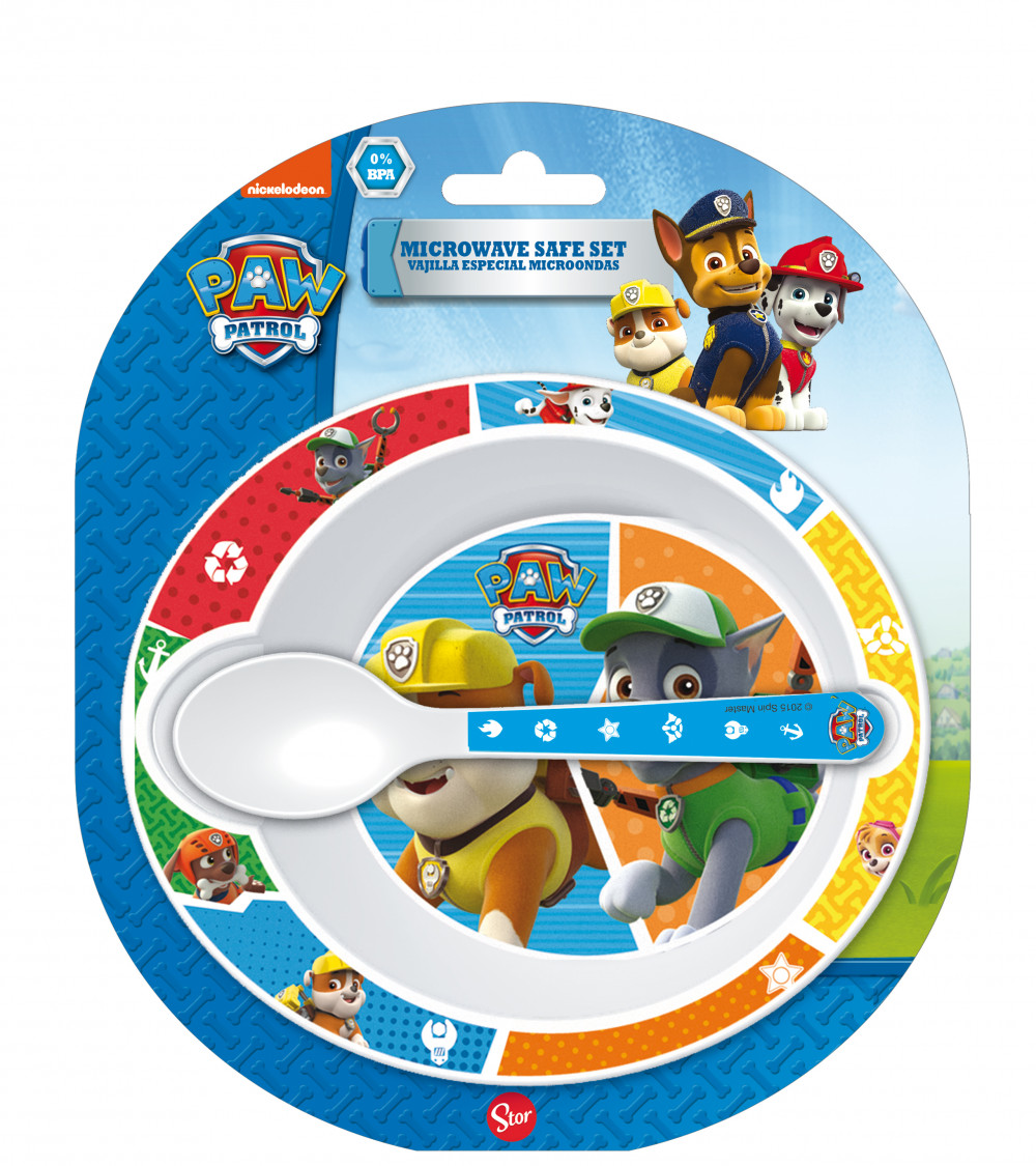 Paw Patrol Baby Mikro-Tiefen Teller + Löffel Set