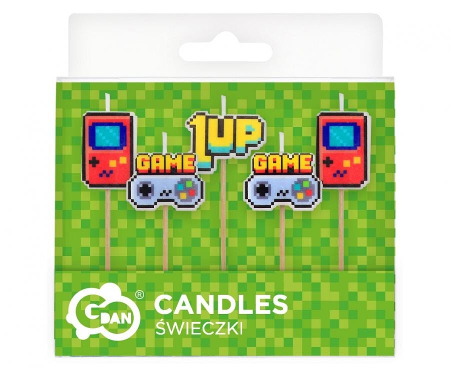 Gamer Game On Spiel Kuchenkerze, 5-teiliges Kerzenset