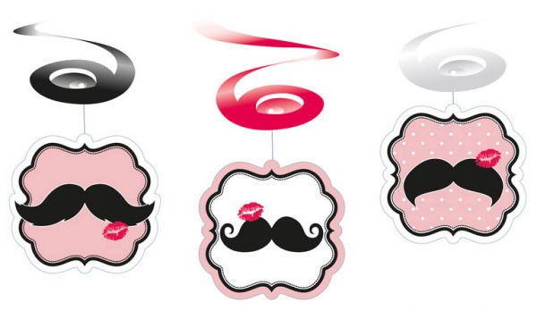 Schnurrbart Mustache, Schleifendekorationsset (6 Stück)