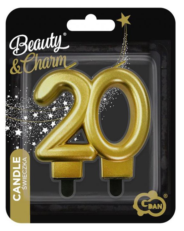 Farbe Gold Goldene Nummer 20 Tortenkerze