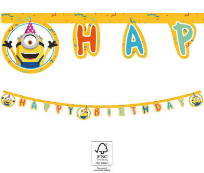 Minions The Rise of Gru Happy Birthday Schild FSC 2 m