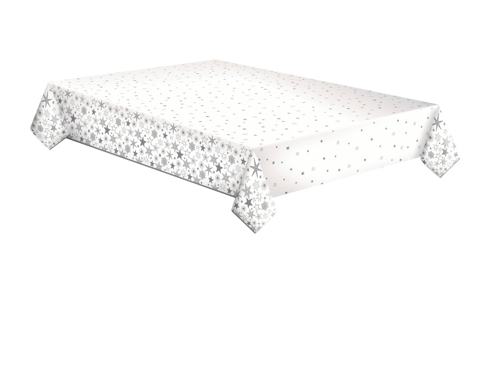 Weihnachten Silver Stars Papiertischdecke 120x180 cm