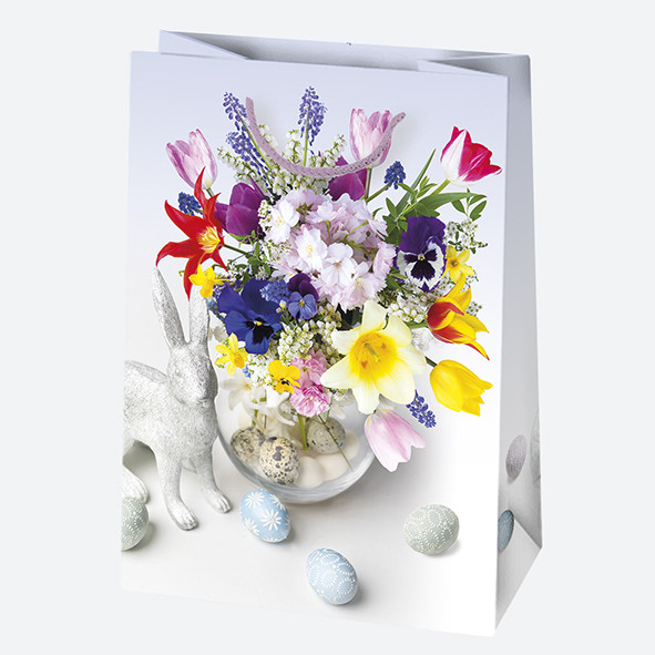 Ostern Flowers Papiergeschenktasche 23x32x11 cm