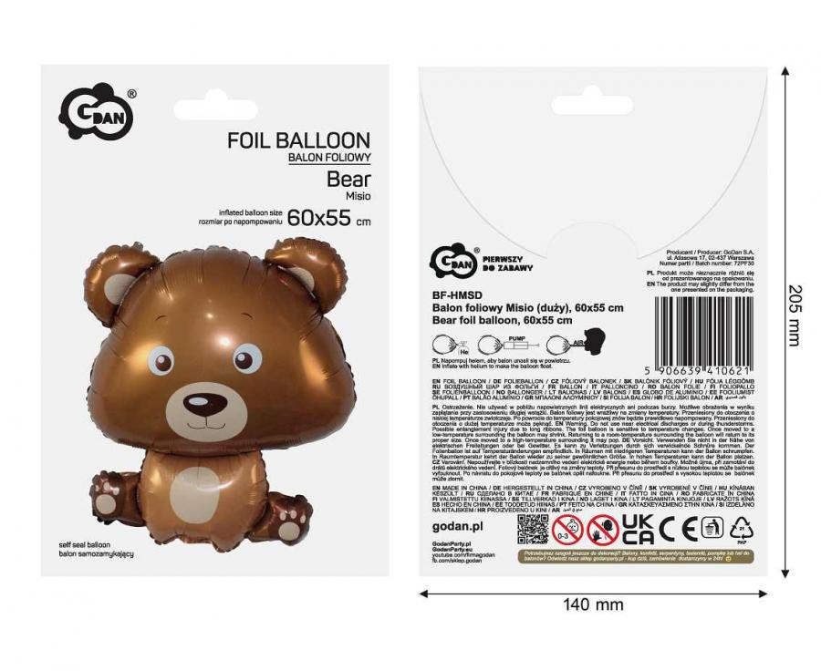Bär Brown Teddy Folienballon 60 cm