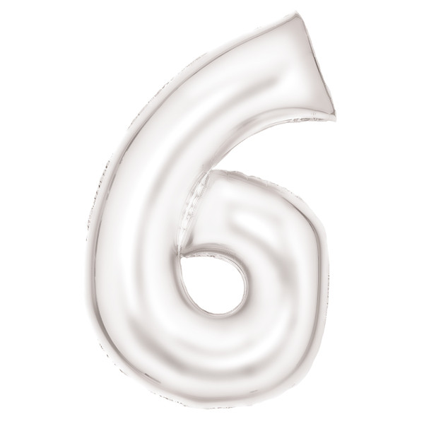 Nummer Lustre White, Weiß Nummer 6 Folienballon 86 cm