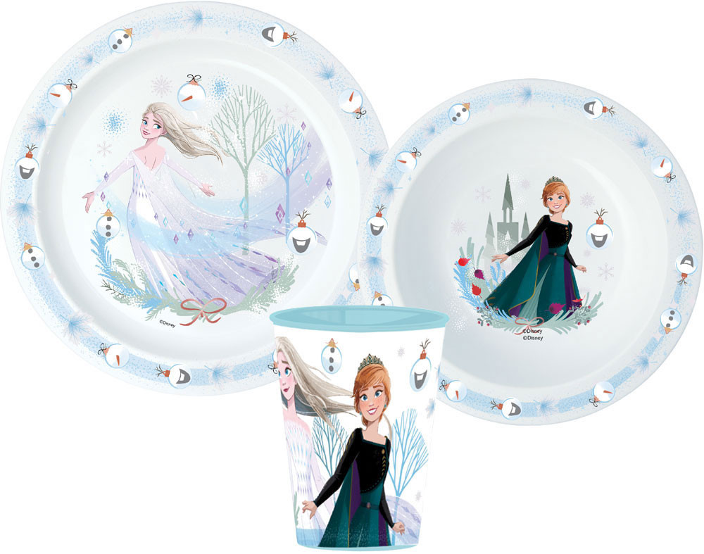 Disney Eiskönigin Royally Cool Weihnachtsgeschirrset, Mikrokunststoffset, Becher 260 ml