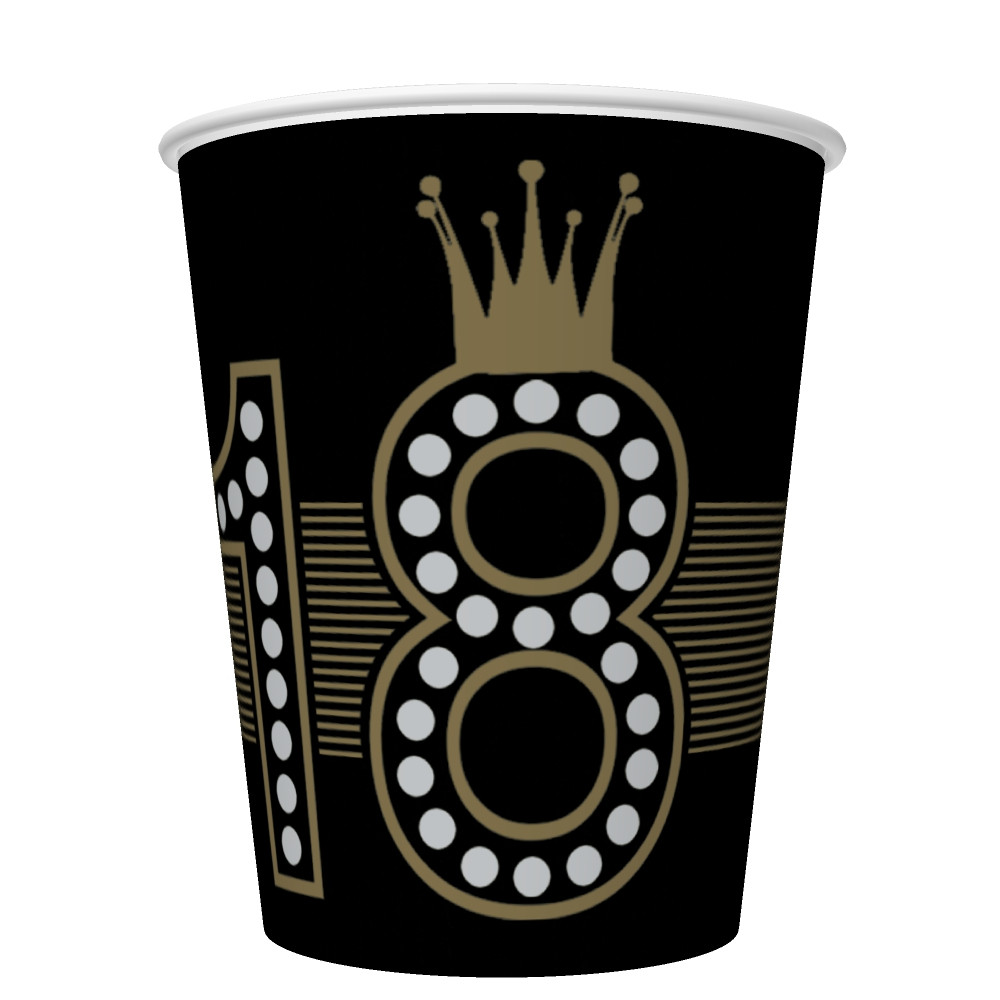 Geburtstag Hollywood Style Happy Birthday 18 Papierbecher 8 Stk. 250 ml