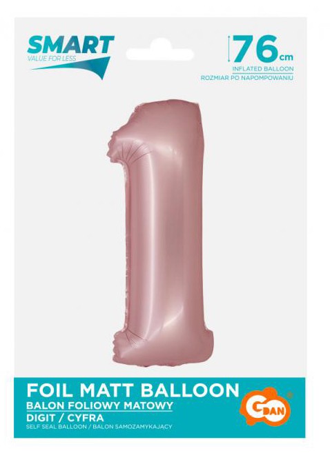 Nummer Light Pink Mat Rosa Nummer 1 Folienballon 76 cm