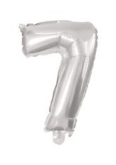 Nummer Silber, Silber Nummer 7 Folienballon 10 cm