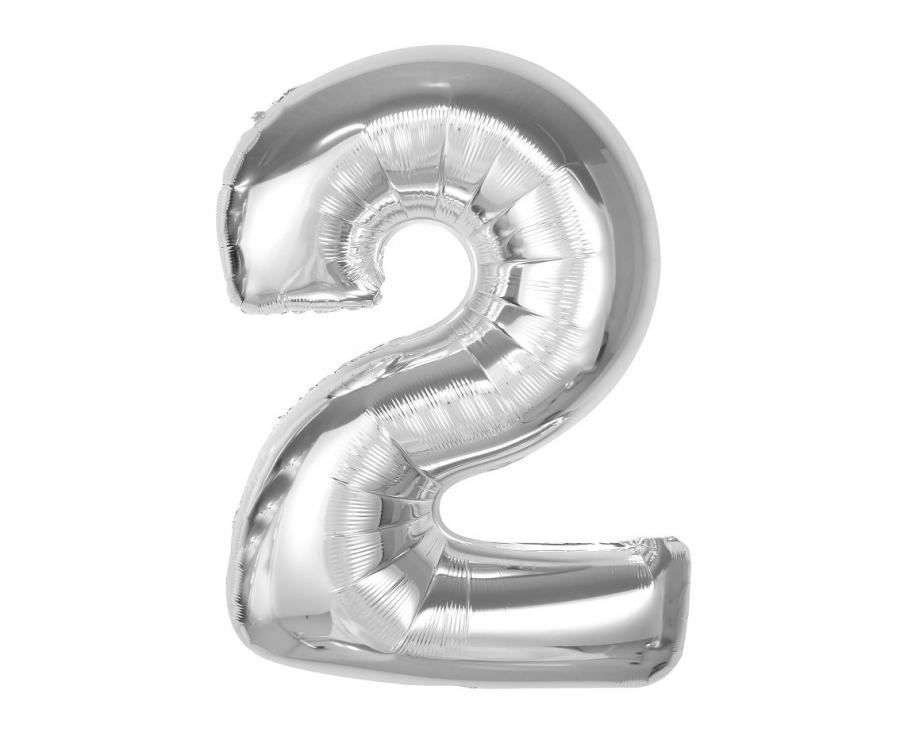 Nummer Silver Silberne Nummer 2 Folienballon 92 cm