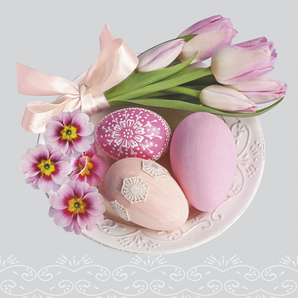 Ostern Pink Tulips and Primroses Serviette 20 Stk 33x33 cm