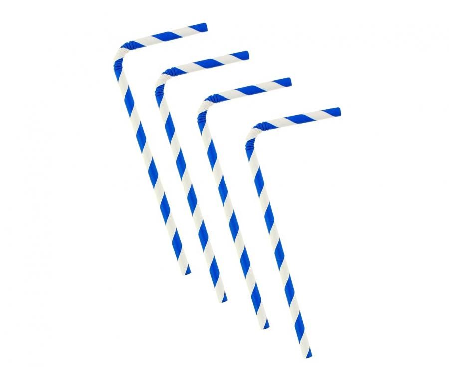 Farbe Blue Stripes Blauer flexibler Papierstrohhalm 12 Stk