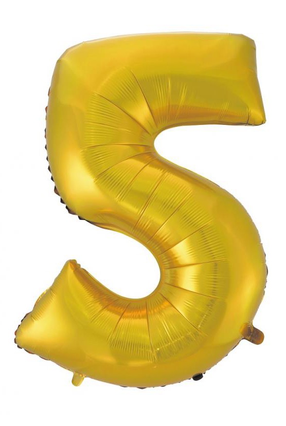 Nummer Gold Mat Goldene Zahl 5 Folienballon 92 cm