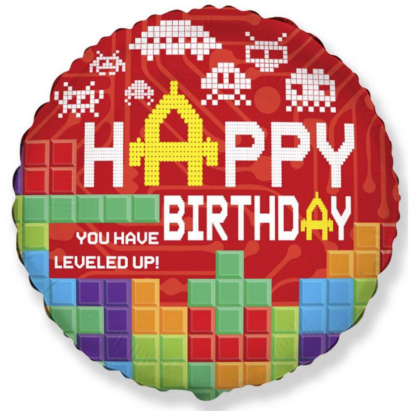 Geburtstag Bricks Lego gemustertes Happy Birthday Folienballon 48 cm
