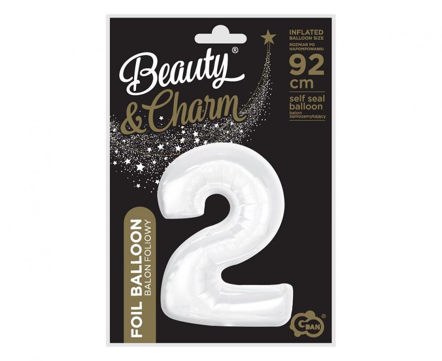 Nummer B&C White Weißer Zahl 2 Folienballon 92 cm