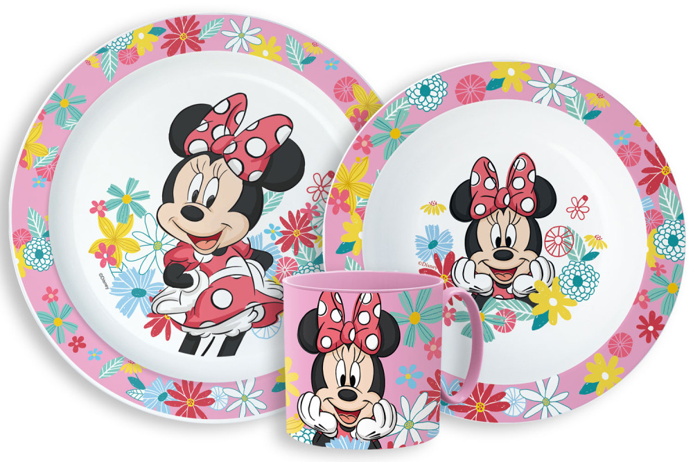 Disney Minnie  Spring Essgeschirr, Micro-Kunststoff-Set mit Tasse 265 ml