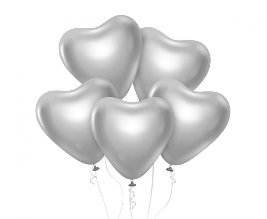 Liebe Platinum Silver Herz-Ballon, 6 Stk 12 Zoll (30 cm)