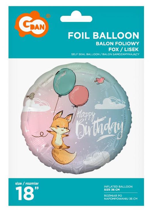 Geburtstag Fox Fuchs Happy Birthday Folienballon 36 cm