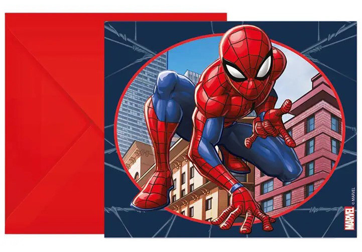 Spiderman Crime Fighter Party Einladung 6 Stk FSC