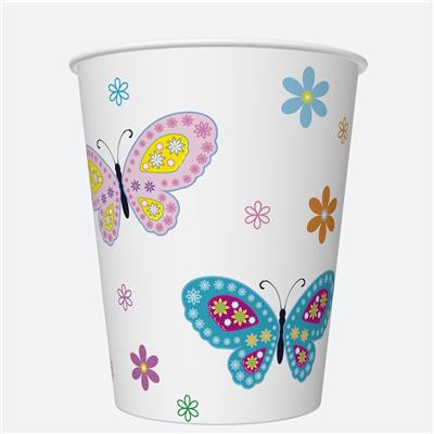Schmetterling With Flowers Papierbecher 8 Stk. 250 ml