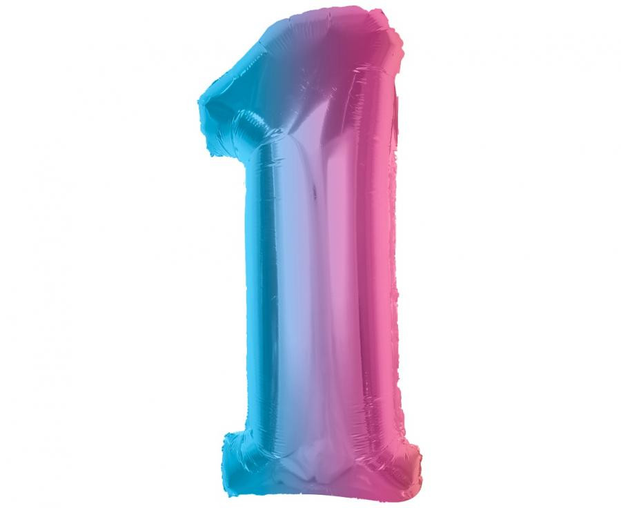 Nummer Rainbow Bunte Zahl 1 Folienballon 92 cm