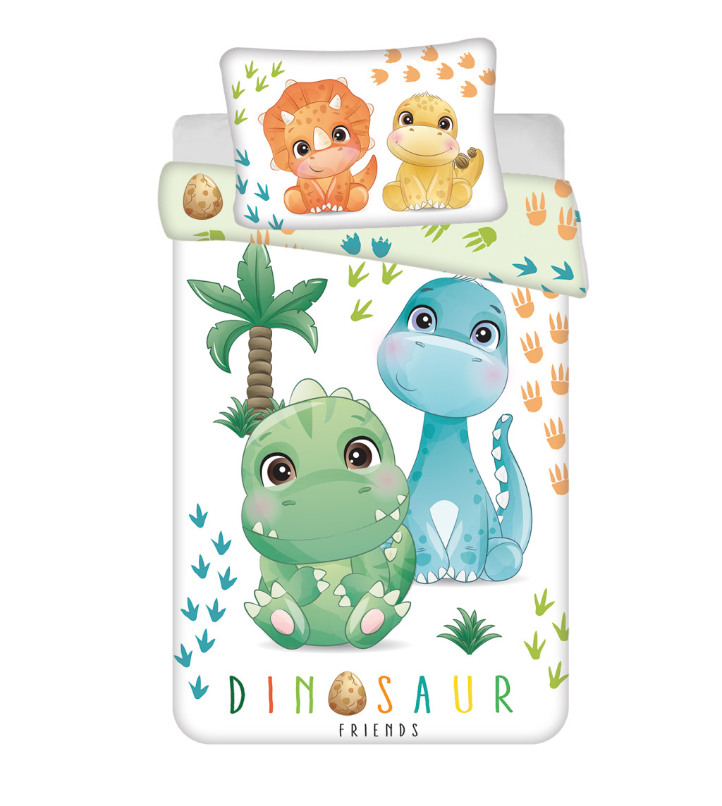 Dinosaurier Friends Kinderbettwäsche 100×135cm, 40×60 cm