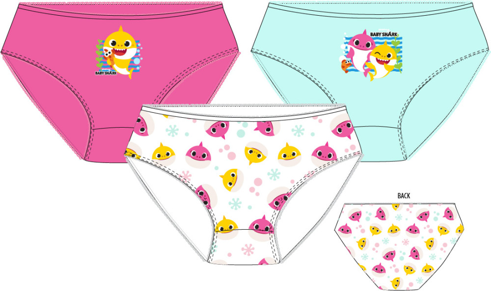 Baby Shark Rosa Kinderunterwäsche, 3er-Pack Unterhosen
