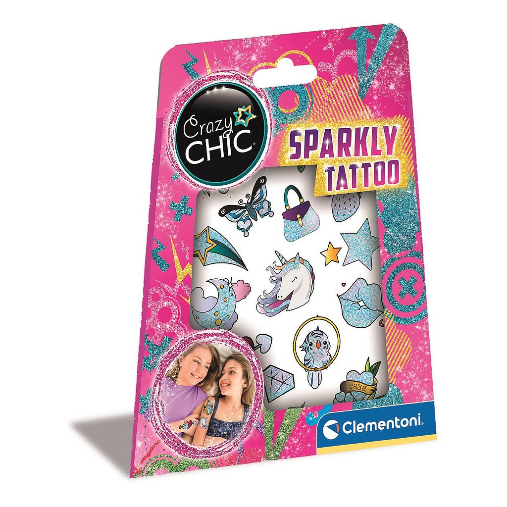 Crazy Chic Sparkly Glitzer-Tattoo Clementoni