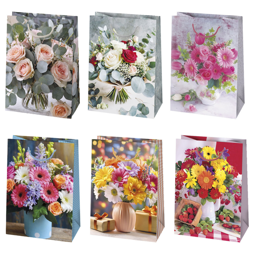 Farbe Bouquet Blumen Papier Geschenktüte, Geschenktasche 23x32x11 cm
