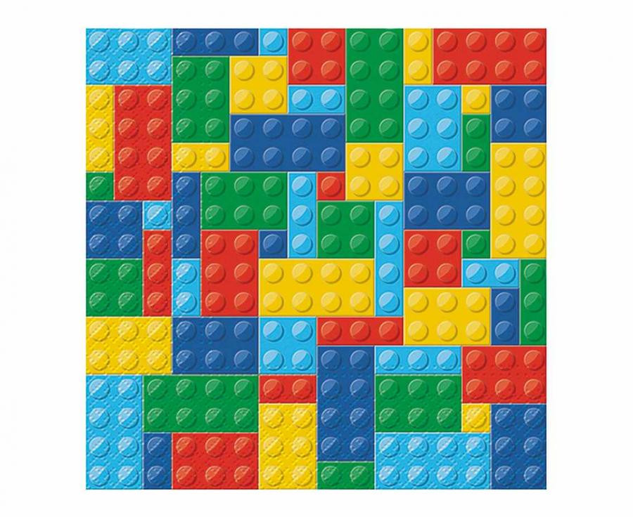Farbe Colorful Bricks Lego Muster Serviette 20 Stk 33x33 cm