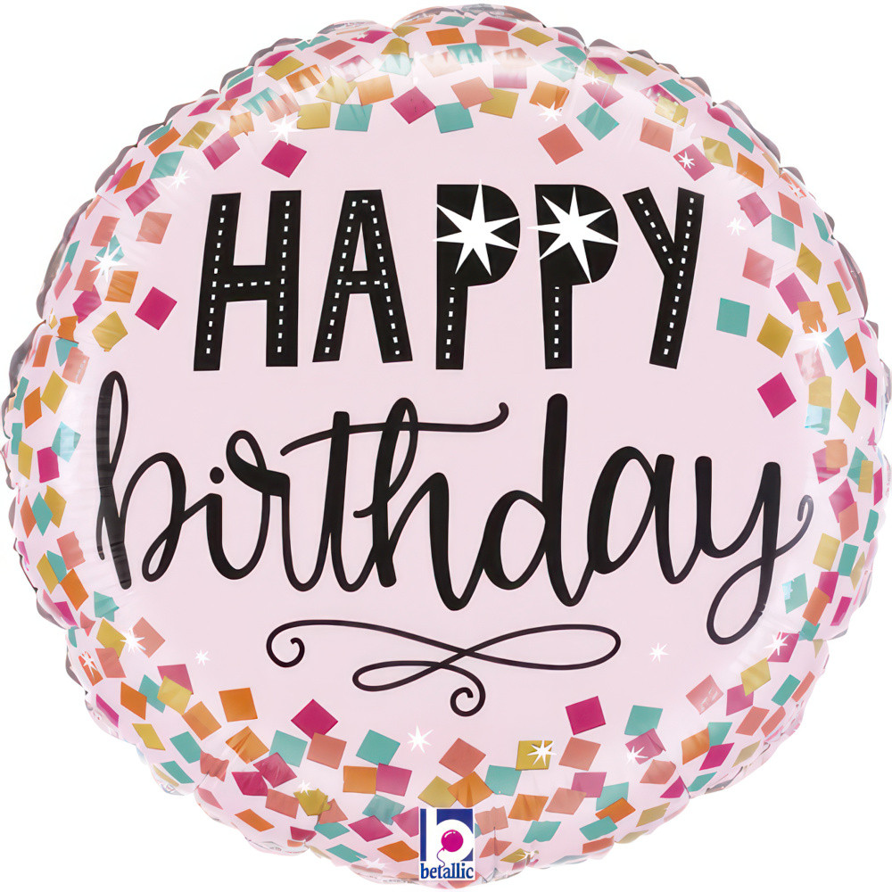 Geburtstag Pink Confetti Happy Birthday Mini-Folienballon 19 cm (WP)