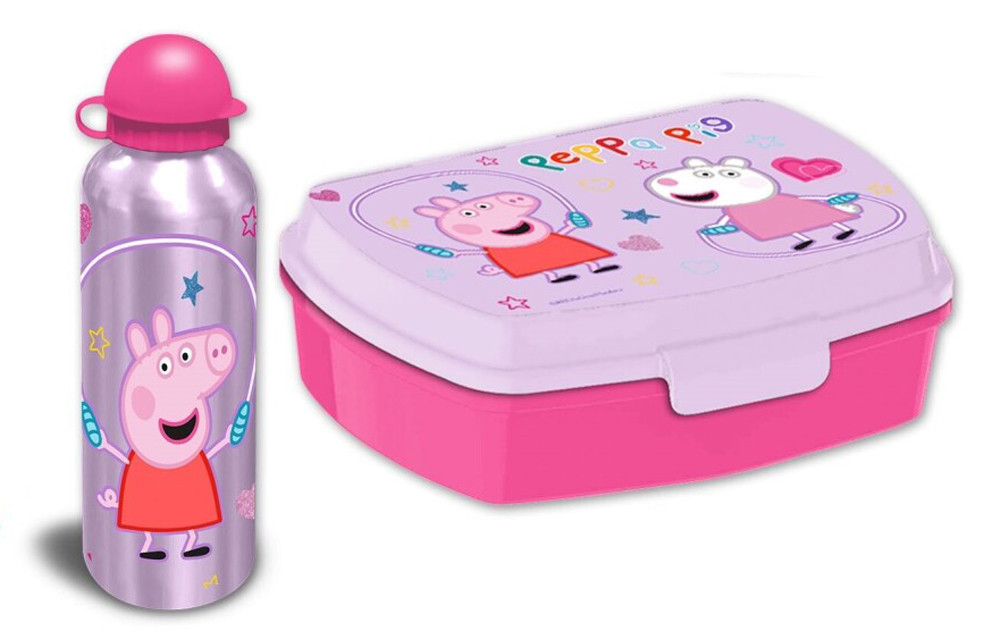 Peppa Wutz Jump Rope Sandwich-Box + Aluminiumflasche Set
