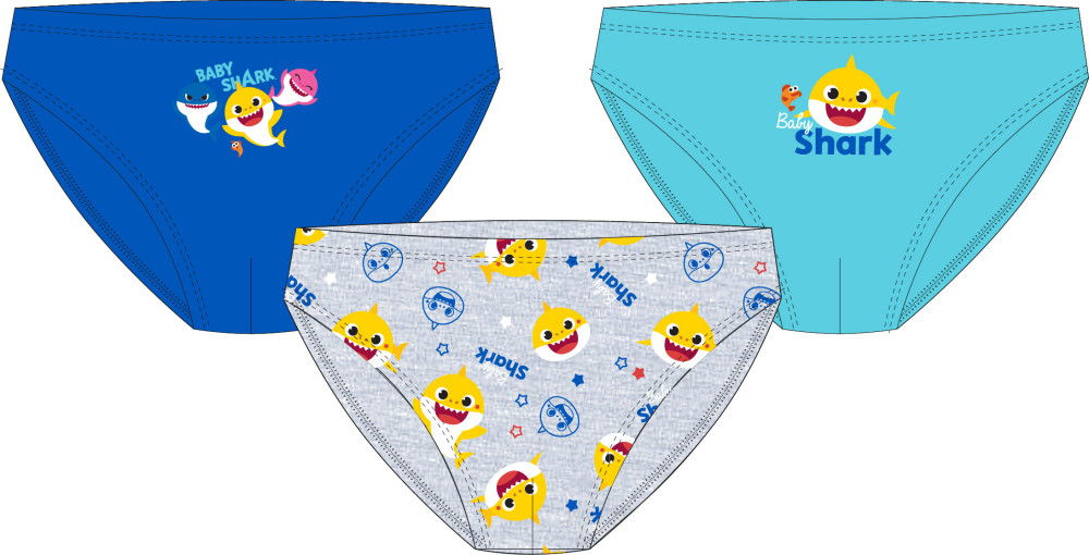 Baby Shark Kinderunterwäsche, 3 Stück/Paket